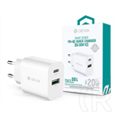 Devia ST385247 20W Type-C + USB PD+QC fehér hálózati töltő adapter
