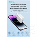 Devia Smart Series 30W GaN hálózati adapter (Type-C csatlakozó, Type-C és Lightning kábel 1 m, PD, QC, PPS támogatás, fe