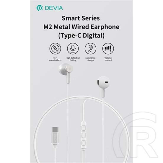 Devia Smart Series M2 Metal in-ear fülhallgató (USB-C, mikrofon, fekete)