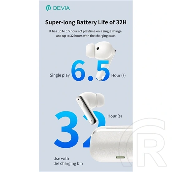 Devia TWS Ultra1 bluetooth fejhallgató sztereó (v5.4, ANC, mikrofon, vezeték nélküli töltés, 32 óra lejátszás, Type-C, f