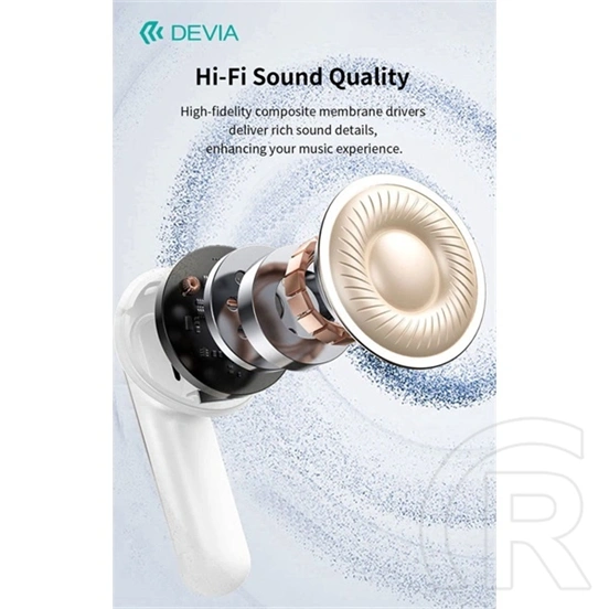 Devia TWS Ultra1 bluetooth fejhallgató sztereó (v5.4, ANC, mikrofon, vezeték nélküli töltés, 32 óra lejátszás, Type-C, f