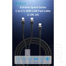 Devia Type-C - Type-C, Lightning adat- és töltőkábel (1,2 m, 60W+12W, fekete)
