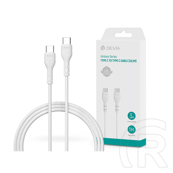 Devia USB adat- és töltőkábel (C dugó / C dugó, 1 m, 60W, fehér)