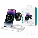 Devia asztali töltő 3in1 (15W, Qi, vezeték nélküli, mobiltelefon töltő, Apple watch töltő, AirPods töltő, 1m kábel, fehé