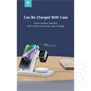 Devia asztali töltő 3in1 (15W, Qi, vezeték nélküli, mobiltelefon töltő, Apple watch töltő, AirPods töltő, 1m kábel, fehé