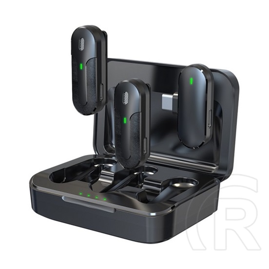 Devia bluetooth mikrofon 2db (type-c, lavalier csíptethető, zajszűrő + töltőtok) fekete