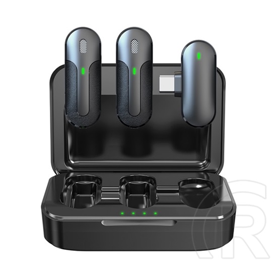 Devia bluetooth mikrofon 2db (type-c, lavalier csíptethető, zajszűrő + töltőtok) fekete