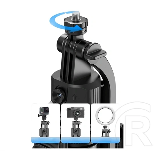 Devia es086c17 szelfibot (univerzális, 360°, tripod állvány, állítható, bluetooth távkioldó, 70cm, 6.7" méretig) fekete