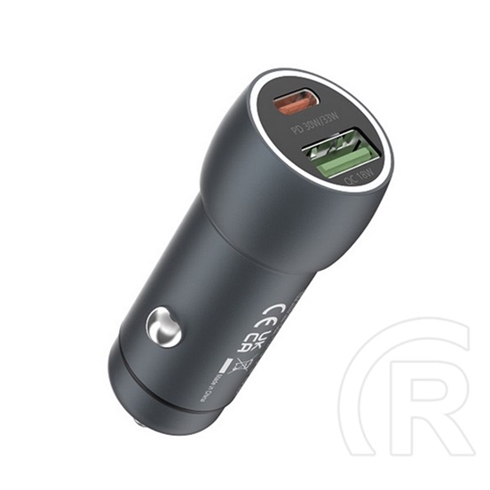 Devia extreme autós töltő usb+type-c aljzat (48w, pd gyorstöltő 3.0) sötétszürke