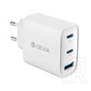 Devia extreme hálózati töltő usb+ 2 type-c aljzat (65w, gan, pd gyorstöltő + type-c kábel) fehér