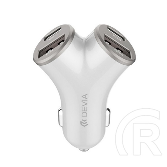 Devia extreme metal autós töltő 2 usb+2 type-c aljzat (48w, pd gyorstöltő 3.0) ezüst
