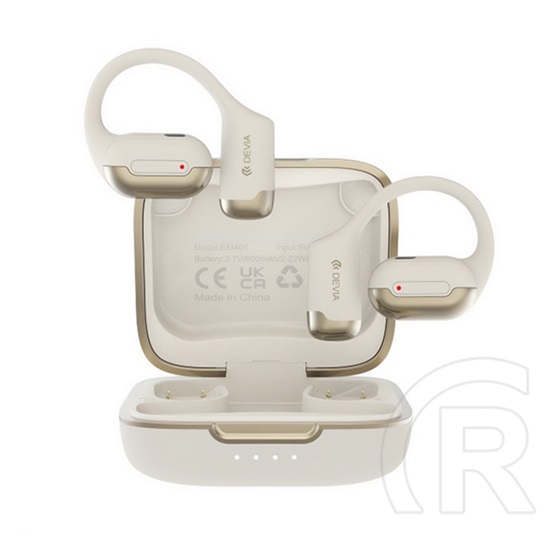 Devia pro1 bluetooth fülhallgató sztereo (v5.3, tws, mikrofon, fülre akasztható + töltőtok) bézs