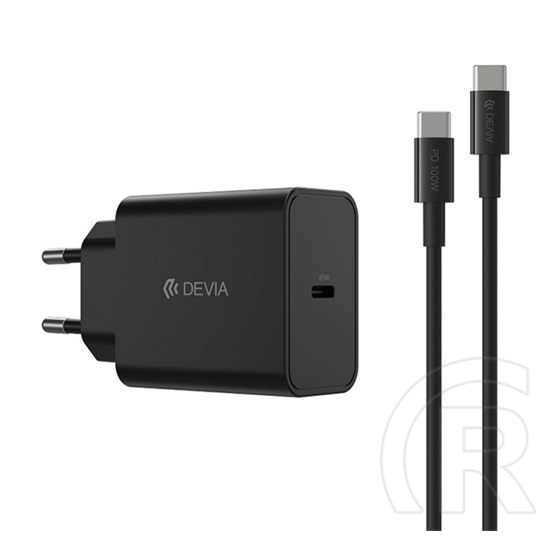 Devia rocket hálózati töltő type-c aljzat (45w, pd gyorstöltő + type-c kábel) fekete