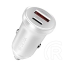 Devia smart mini autós töltő usb+type-c aljzat (30w, pd gyorstöltő 3.0) fehér