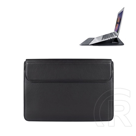 Devia tok fekvő, bőr hatású laptop/notebook/tablet (univerzális, asztali tartó, ultravékony, 13.3" méret) fekete