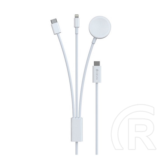 Devia töltőkábel 3in1 (type-c - lightning/type-c, apple watch töltő, 7.5w, wireless, 120cm) fehér