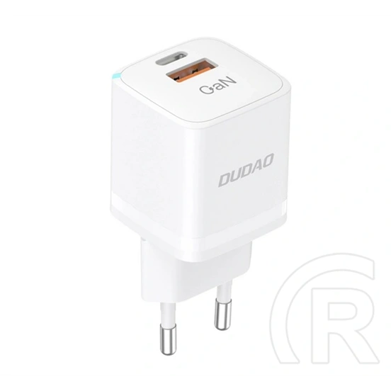 Dudao a13pro hálózati töltő usb+type-c aljzat (33w, gan, gyorstöltő) fehér