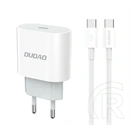 Dudao a14euc hálózati töltő type-c aljzat (20w, pd gyorstöltő + type-c kábel) fehér