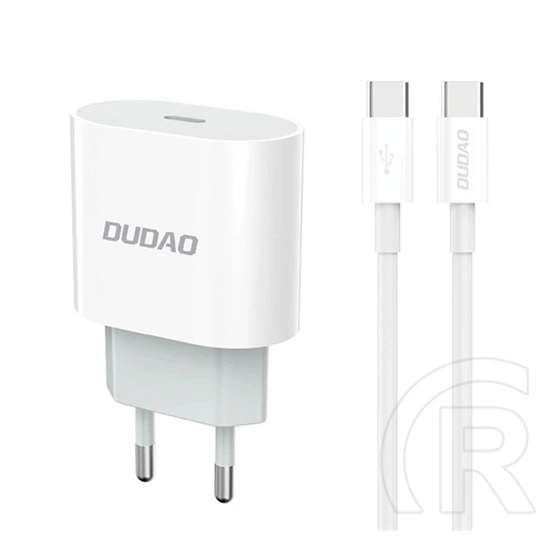 Dudao a14euc hálózati töltő type-c aljzat (20w, pd gyorstöltő + type-c kábel) fehér