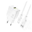 Dudao a23teu hálózati töltő usb aljzat (2.4a, gan + type-c kábel) fehér