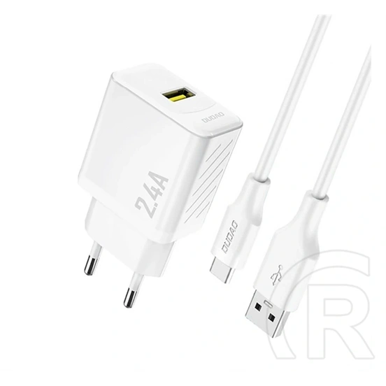 Dudao a23teu hálózati töltő usb aljzat (2.4a, gan + type-c kábel) fehér
