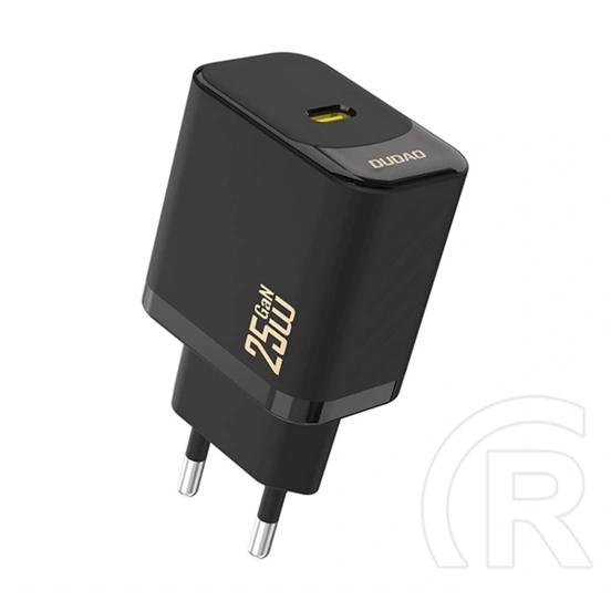 Dudao a27 hálózati töltő (USB-C aljzat, 25 W, GaN, PD gyorstöltő, fekete)