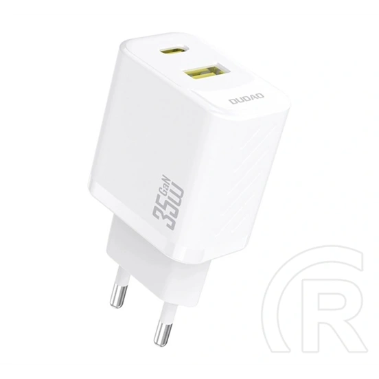 Dudao a27max hálózati töltő usb+type-c aljzat (35w, gan, pd gyorstöltő) fehér
