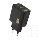 Dudao a27max hálózati töltő usb+type-c aljzat (35w, gan, pd gyorstöltő) fekete