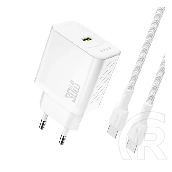 Dudao a27pceu hálózati töltő type-c aljzat (30w, gan, pd gyorstöltő + type-c kábel) fehér