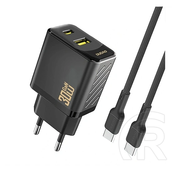 Dudao a27tceu hálózati töltő usb+type-c aljzat (30w, gan, pd gyorstöltő + type-c kábel) fekete