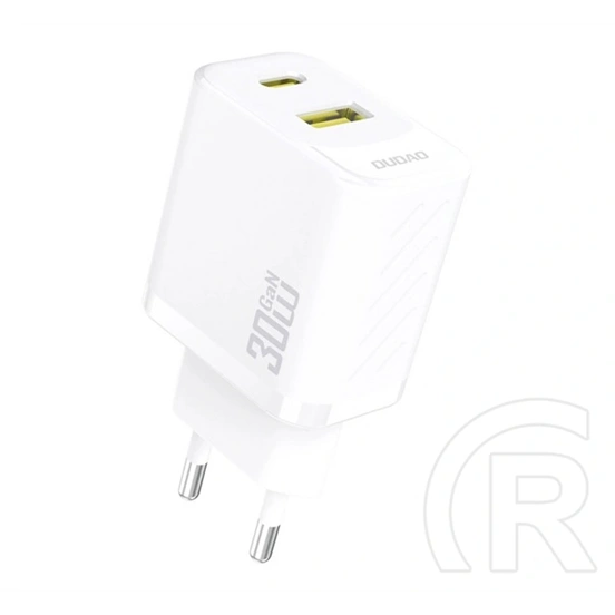 Dudao a27teu hálózati töltő usb+type-c aljzat (30w, gan, pd gyorstöltő) fehér