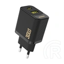 Dudao a27teu hálózati töltő usb+type-c aljzat (30w, gan, pd gyorstöltő) fekete