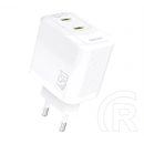 Dudao a28peu hálózati töltő 2 type-c aljzat (45w, gan, pd gyorstöltő) fehér
