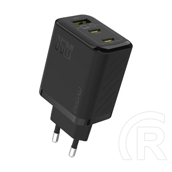 Dudao a29 hálózati töltő usb+2 type-c aljzat (65w, gan, pd gyorstöltő) fekete