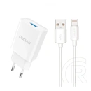 Dudao a4eu hálózati töltő usb aljzat (2.1a + lightning kábel) fehér