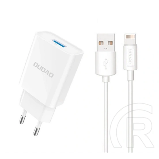 Dudao a4eu hálózati töltő usb aljzat (2.1a + lightning kábel) fehér