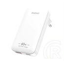 Dudao a65q utazó töltő usb+type-c aljzat (65w, gan, pd gyorstöltő, eu, usa) fehér