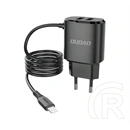 Dudao a67eu hálózati töltő 2 usb aljzat (12w + fix lightning kábel) fekete