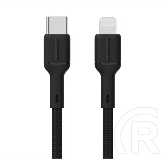 Dudao iPhone 14 Plus  l9x adatkábel (type-c - lightning, 30w, gyorstöltő, cipőfűző, 200cm) fekete