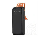 Dudao k6pro vésztöltő type-c aljzat (10000mah, 15w, led kijelző + fix usb/type-c/lightning/microusb kábel) fekete
