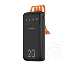 Dudao k6pro+ vésztöltő type-c aljzat (20000mah, 10w, led kijelző + fix usb/type-c/lightning/microusb kábel) fekete