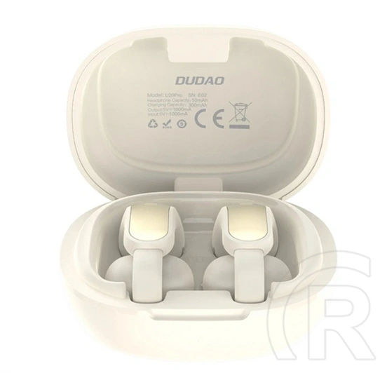 Dudao u20 pro bluetooth fülhallgató sztereo (v5.4, tws, fülre csíptethető, mikrofon + töltőtok) fehér