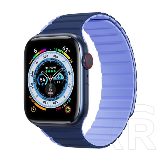 Dux Ducis Apple Watch Series 9 41mm pótszíj (egyedi méret, szilikon, 3d minta, mágneses zár) kék