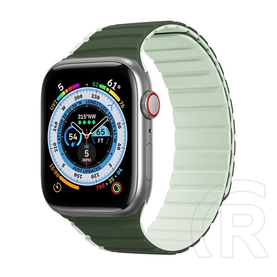 Dux Ducis Apple Watch Series 9 41mm pótszíj (egyedi méret, szilikon, 3d minta, mágneses zár) zöld