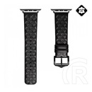 Dux Ducis Apple Watch Series 9 41mm pótszíj (egyedi méret, valódi bőr, 3d rombusz minta) fekete