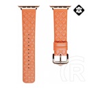 Dux Ducis Apple Watch Series 9 41mm pótszíj (egyedi méret, valódi bőr, 3d rombusz minta) narancssárga