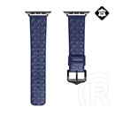 Dux Ducis Apple Watch Series 9 41mm pótszíj (egyedi méret, valódi bőr, 3d rombusz minta) sötétkék