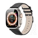 Dux Ducis Apple Watch Series 9 41mm ys pótszíj (egyedi méret, valódi bőr, állítható) fekete