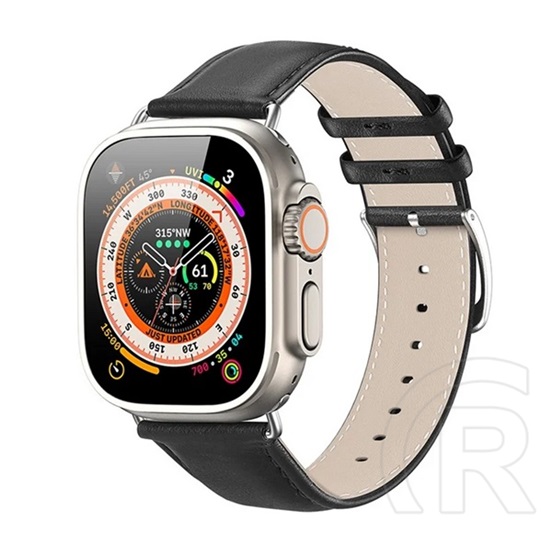 Dux Ducis Apple Watch Series 9 41mm ys pótszíj (egyedi méret, valódi bőr, állítható) fekete