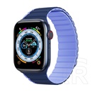 Dux Ducis Apple Watch Series 9 45mm pótszíj (egyedi méret, szilikon, 3d minta, mágneses zár) kék